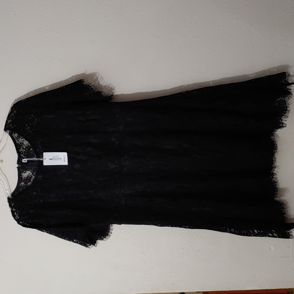 MSLG Women's Size XXL Black Lace Lined Midi Dress NWT